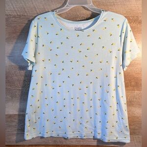 Croft & Barrow Sky Blue Tee with‎ Lemon Print
